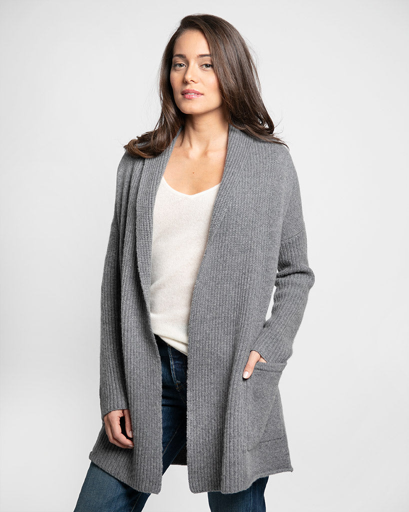 Loose Fitting, Soft, Cashmere Cardigan with large pockets