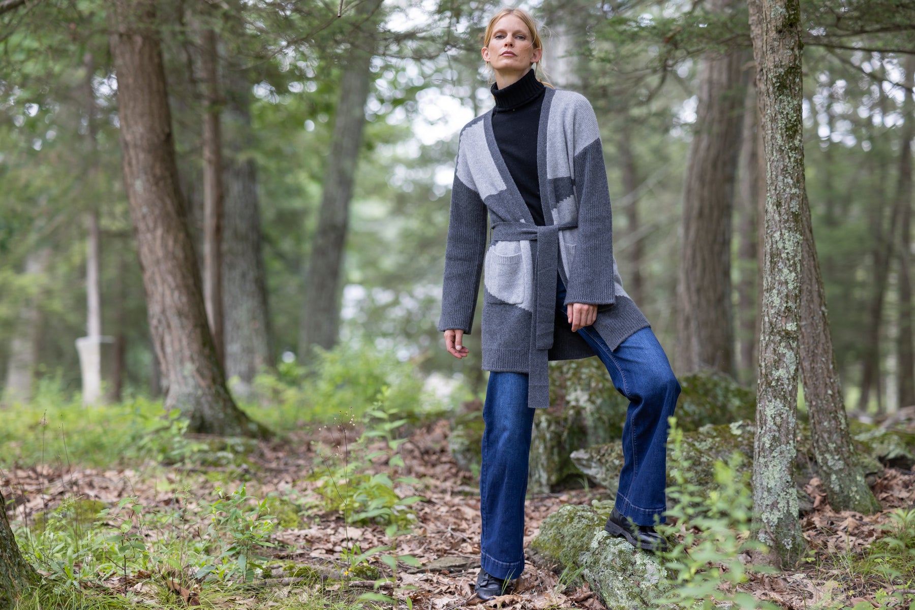 Cashmere Intarsia Coatigan — Grade A Cashmere Jacket | Quinn