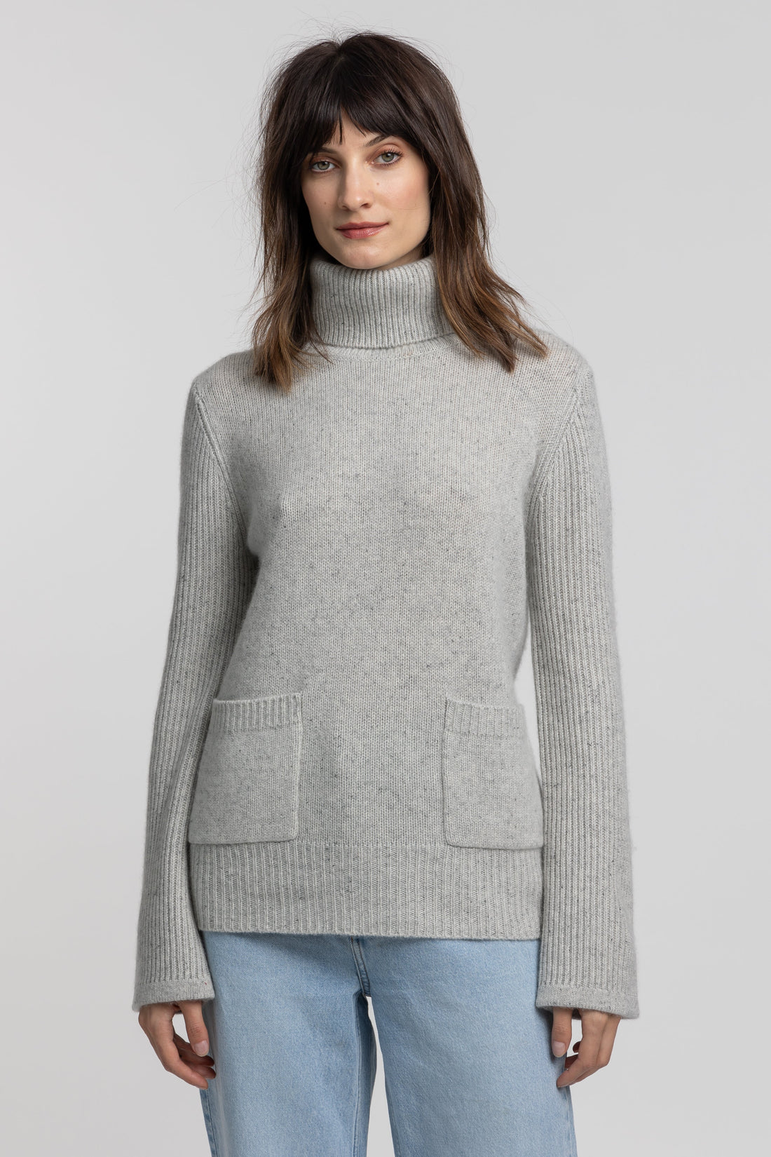 Double Pocket Cashmere Turtleneck Sweater