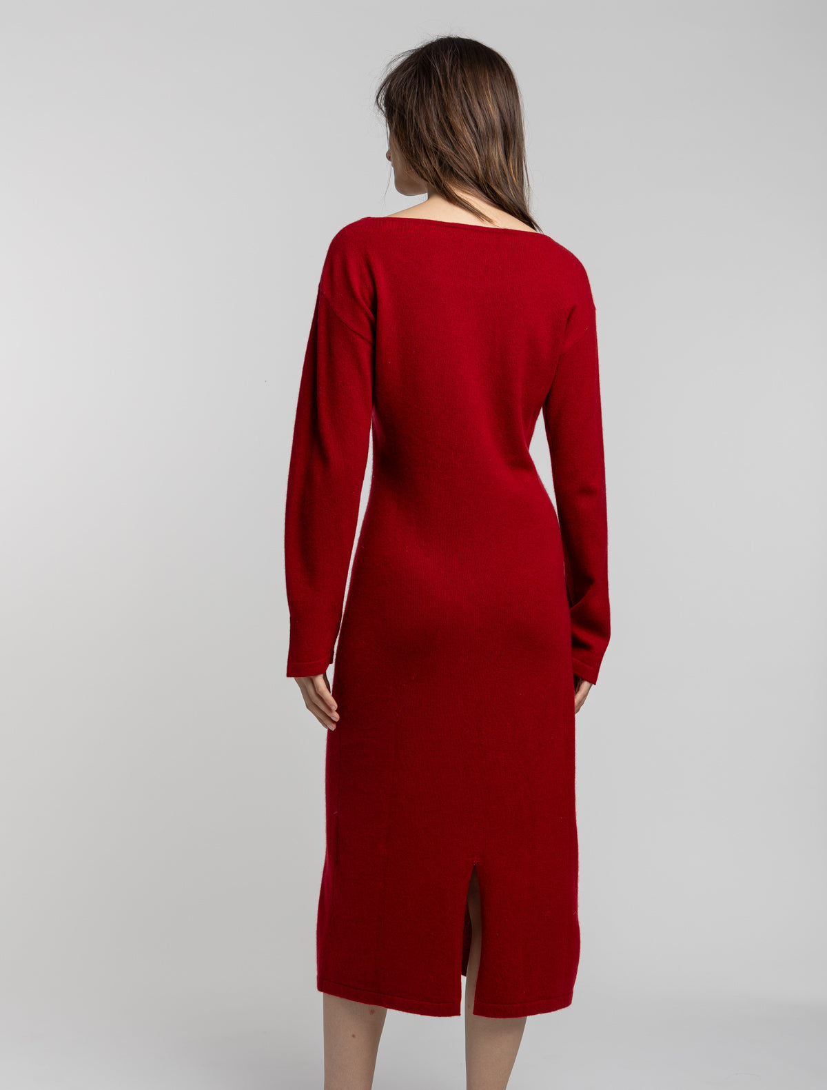 cashmere dress red Short-sleeve cashmere dress in red