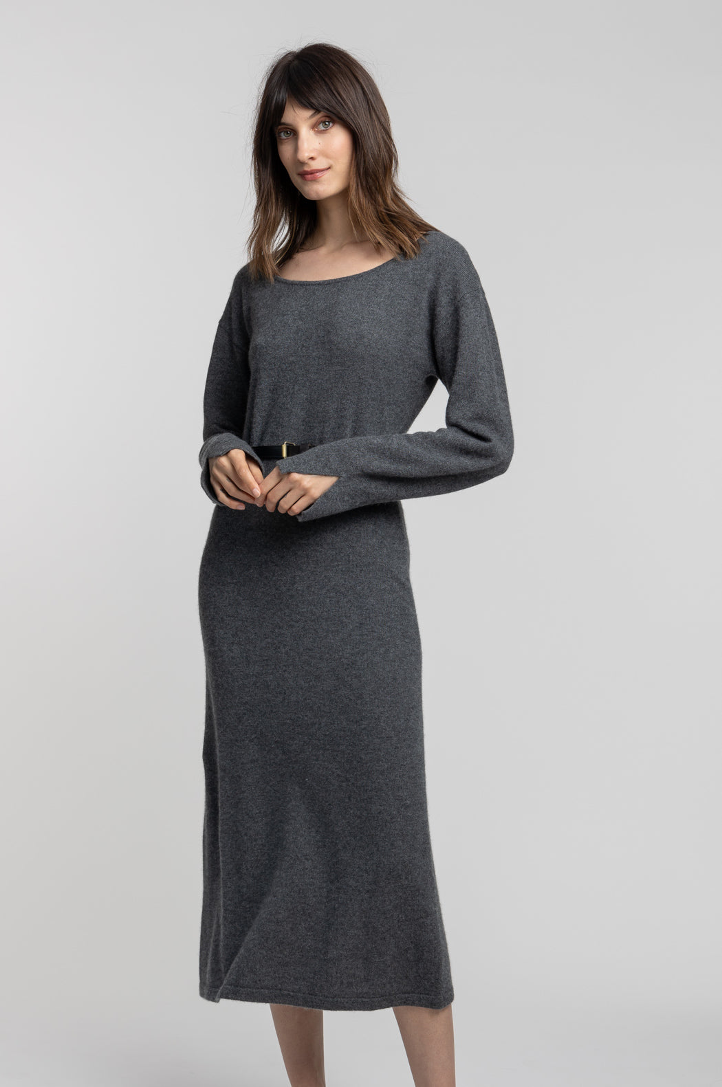 Boat Neck Midi Cashmere Dress Grade A Cashmere | Quinn Red / Xs Boat Neck Midi Cashmere Dress Grade A Cashmere | Quinn Red / Xs