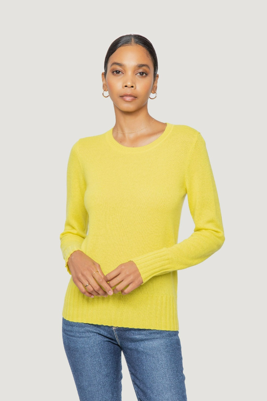 Khloe Cashmere Crewneck Sweater Organic Cozy Fit Quinn