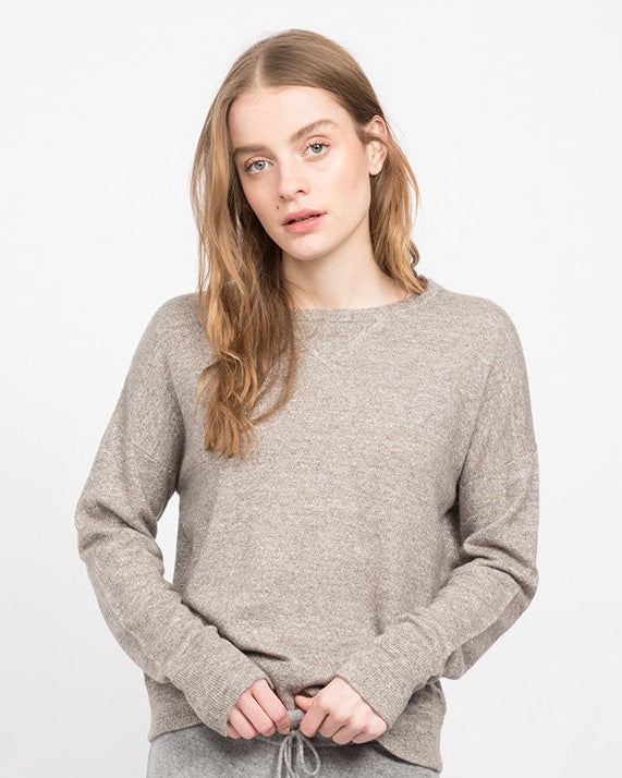 Cashmere Linen Sweatshirt in Fossil — Sweater by Quinn