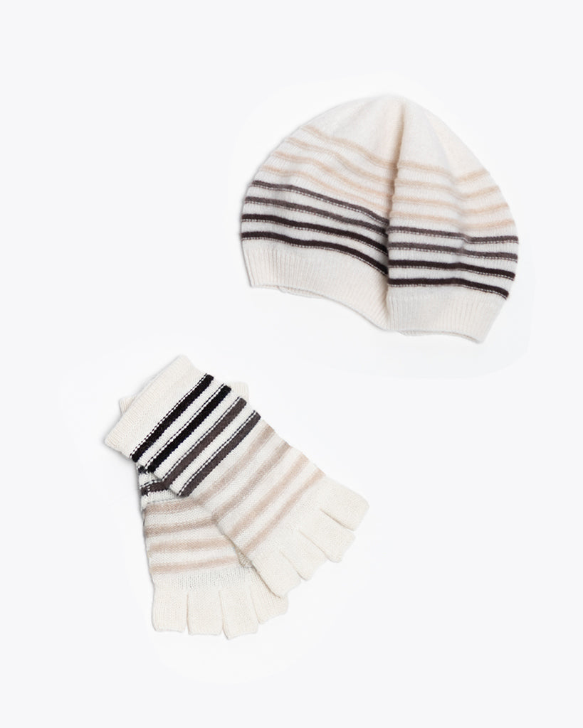 Patricia Cashmere Ombre Striped Hat & Glove Set