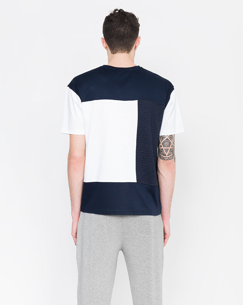 Wescott Fabric Blocked T-Shirt in Navy Combo — Silk Top by Quinn