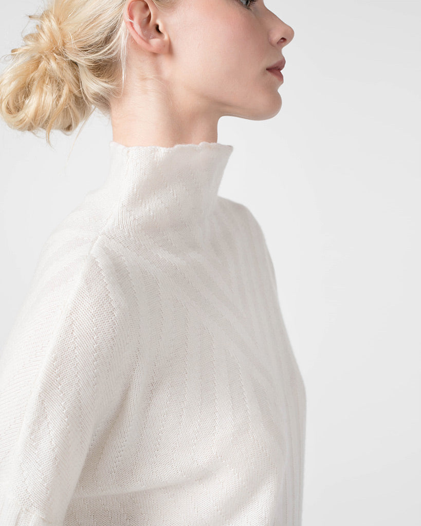 Rib Pattern Funnel Neck — Quinn Apparel cashmere