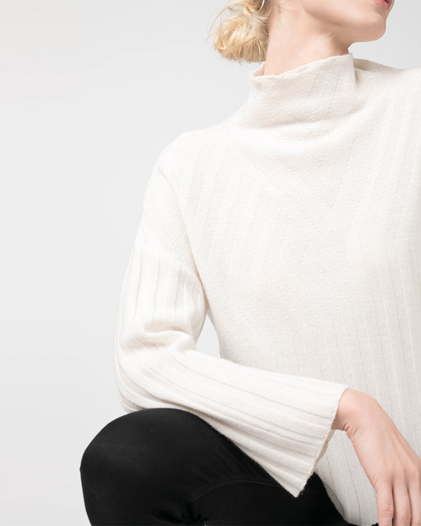 Rib Pattern Funnel Neck — Quinn Apparel cashmere