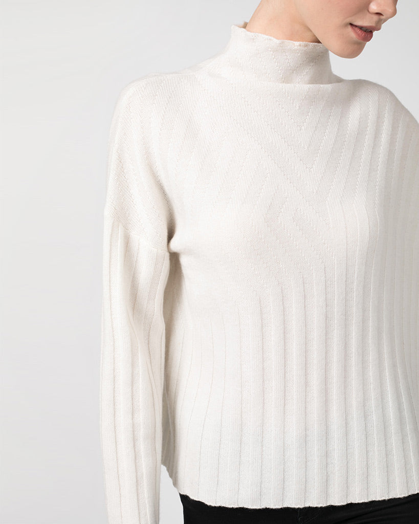 Rib Pattern Funnel Neck — Quinn Apparel cashmere