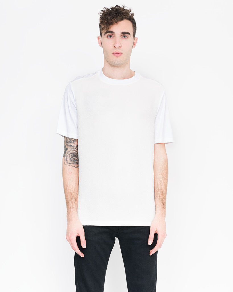 Miller Mixed Media Tee in Ivory — Cotton Top by Quinn