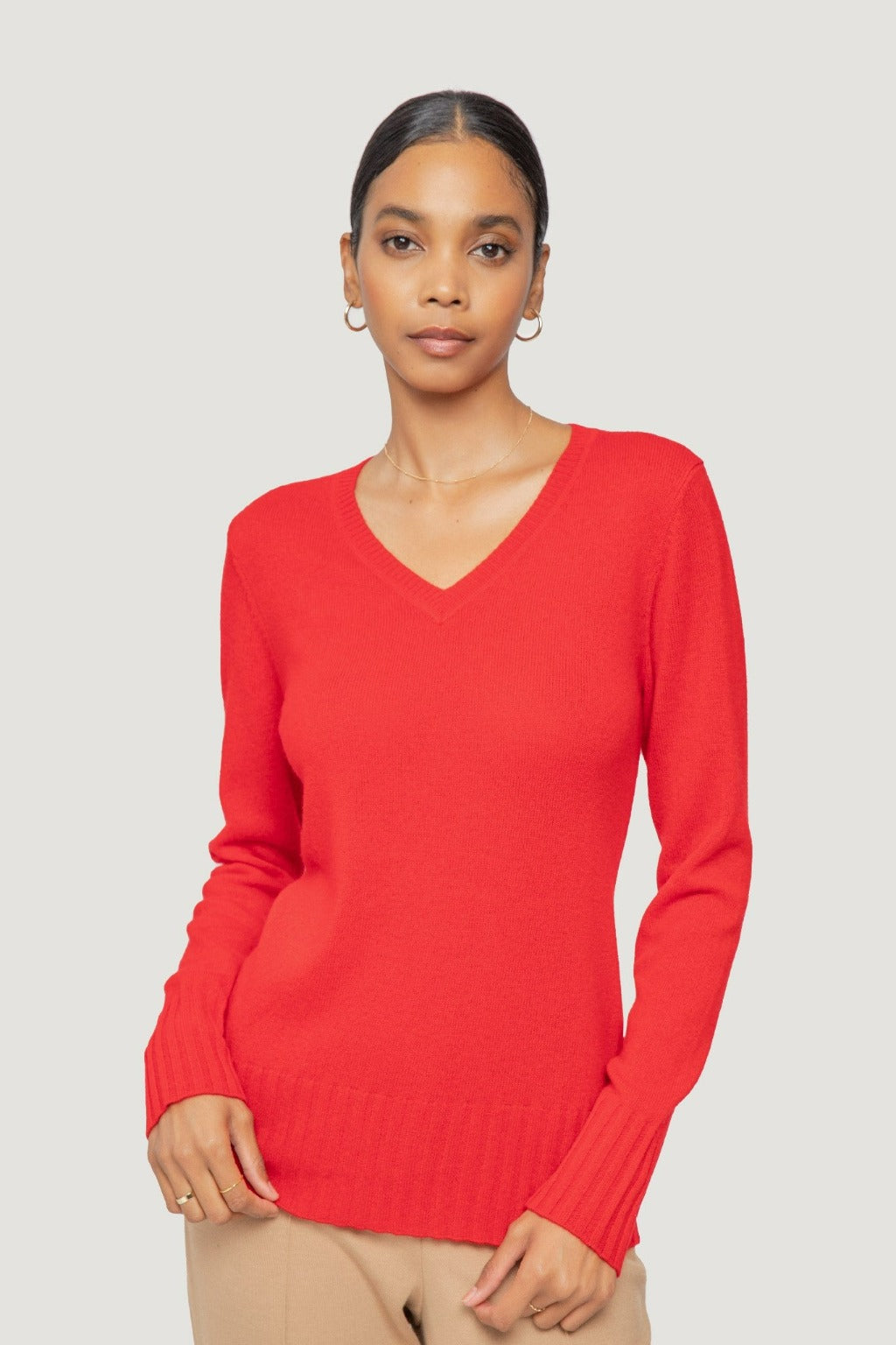 Womens red clearance v neck sweater