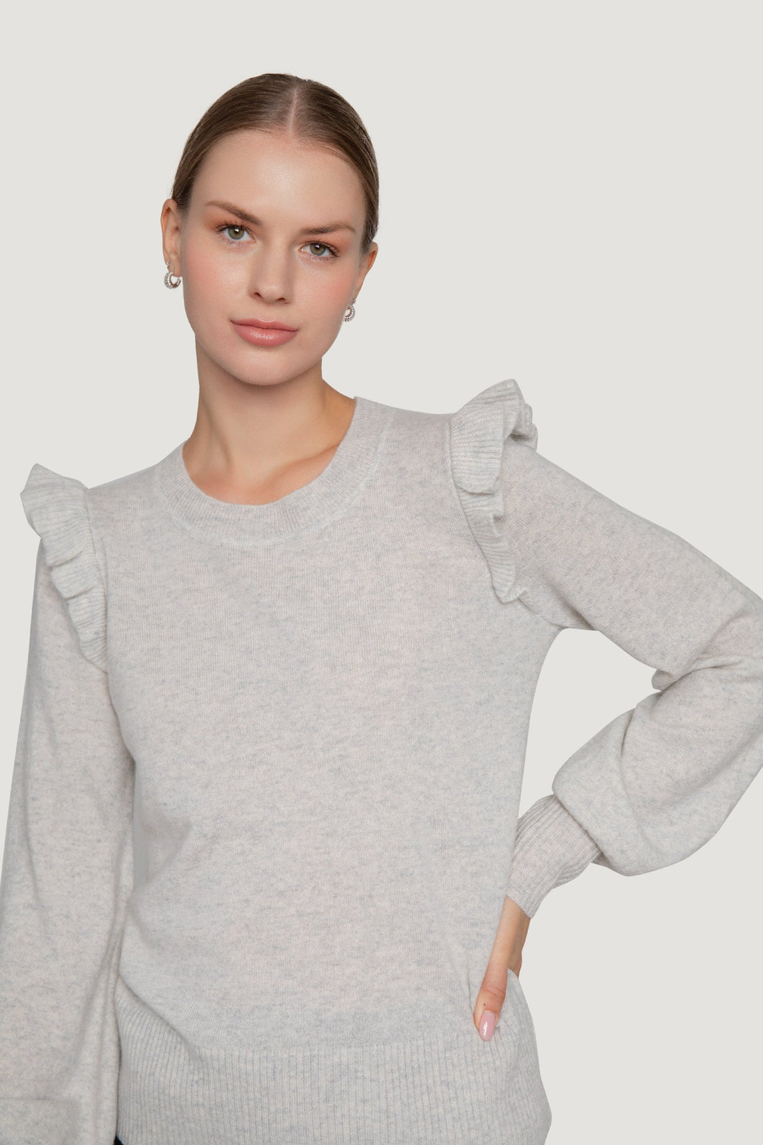 Ruffle Sleeve Cashmere Sweater