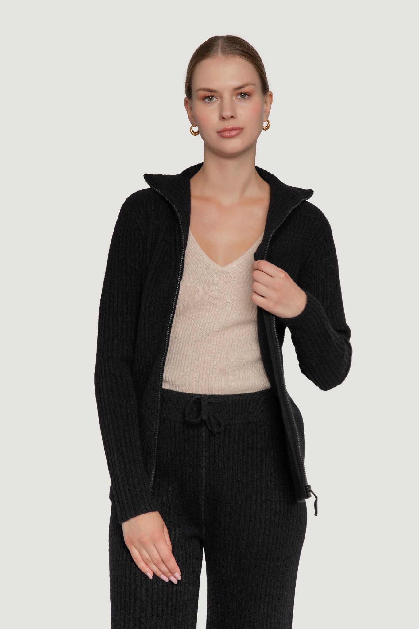 Womens black shop ribbed cardigan