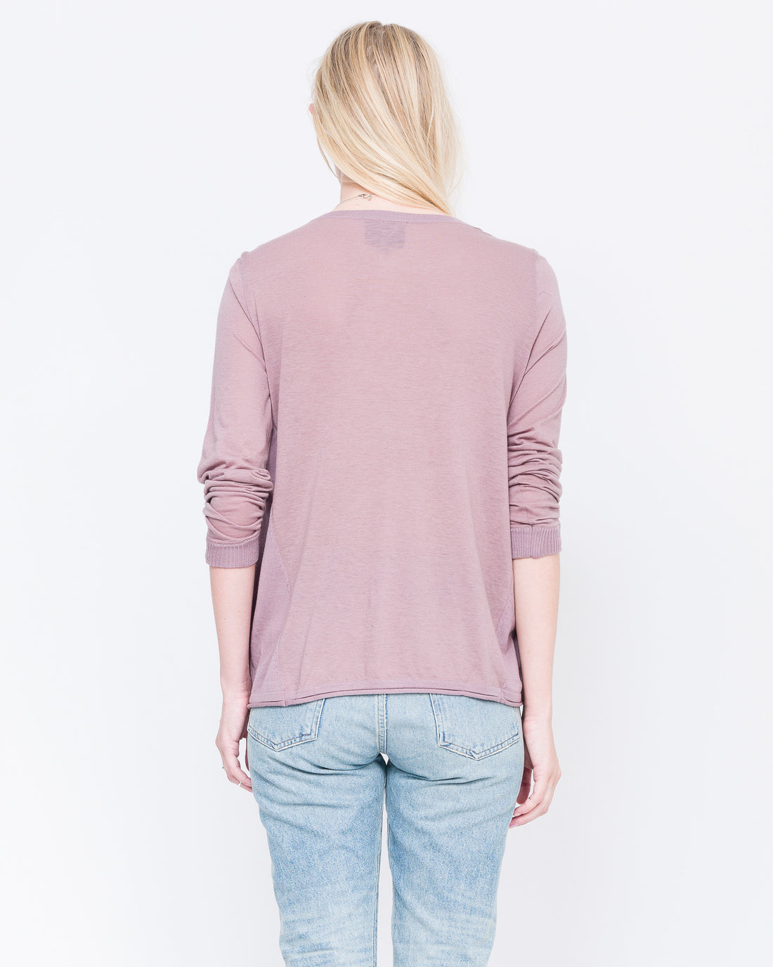 aurora pink long sleeve v neck tee