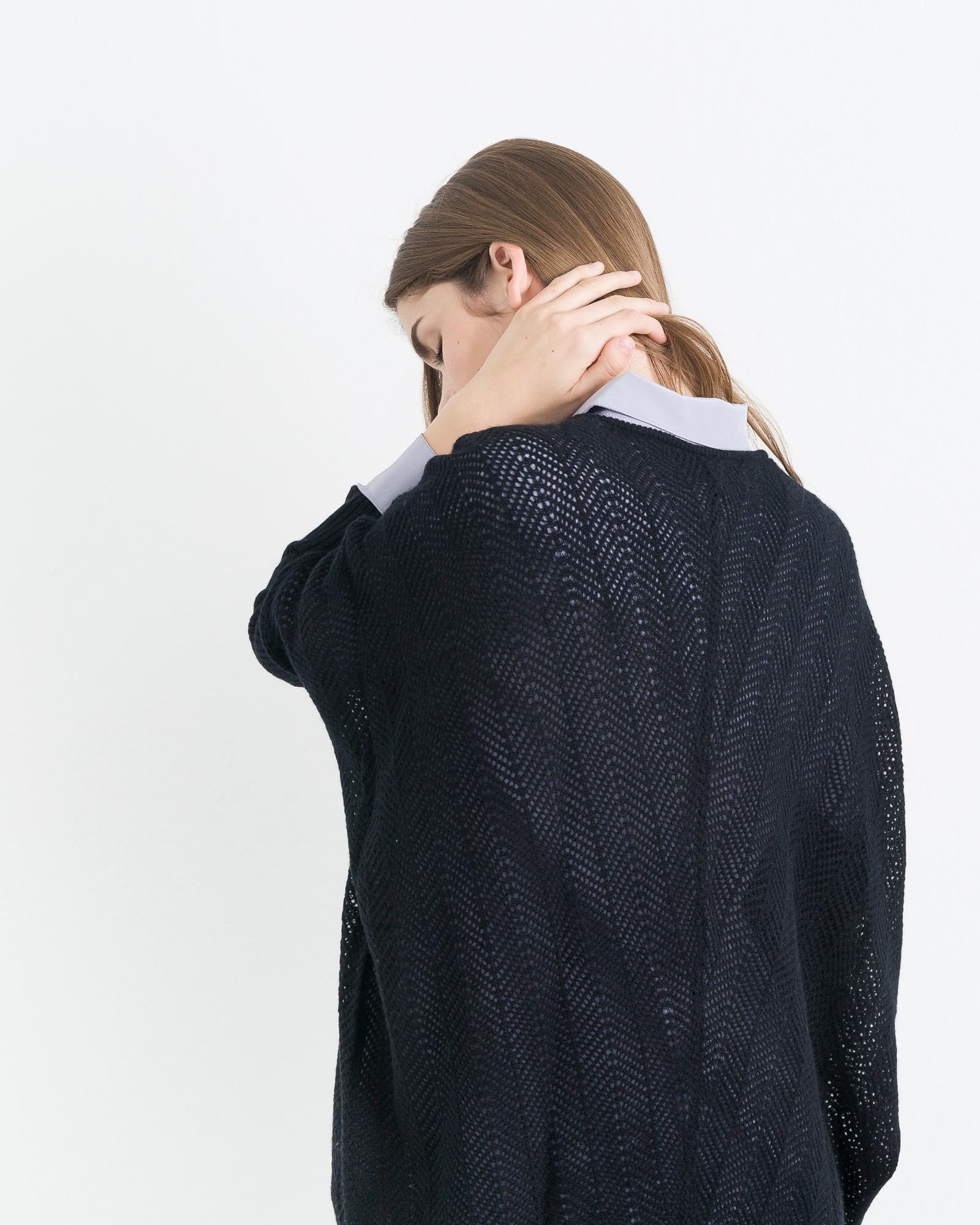 Ribbed shawl cocoon sweater top