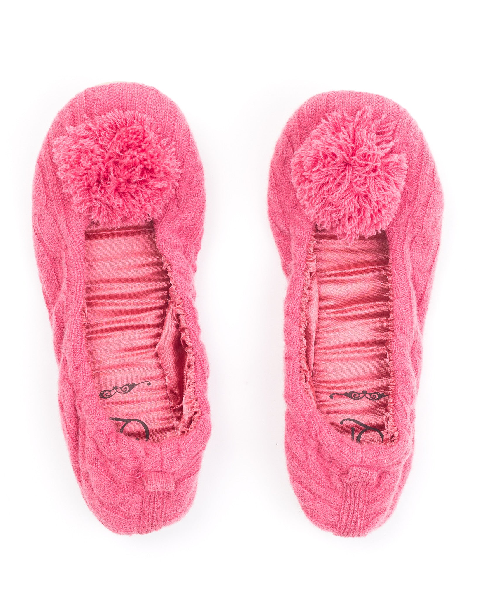 Cashmere slippers with sale pom pom