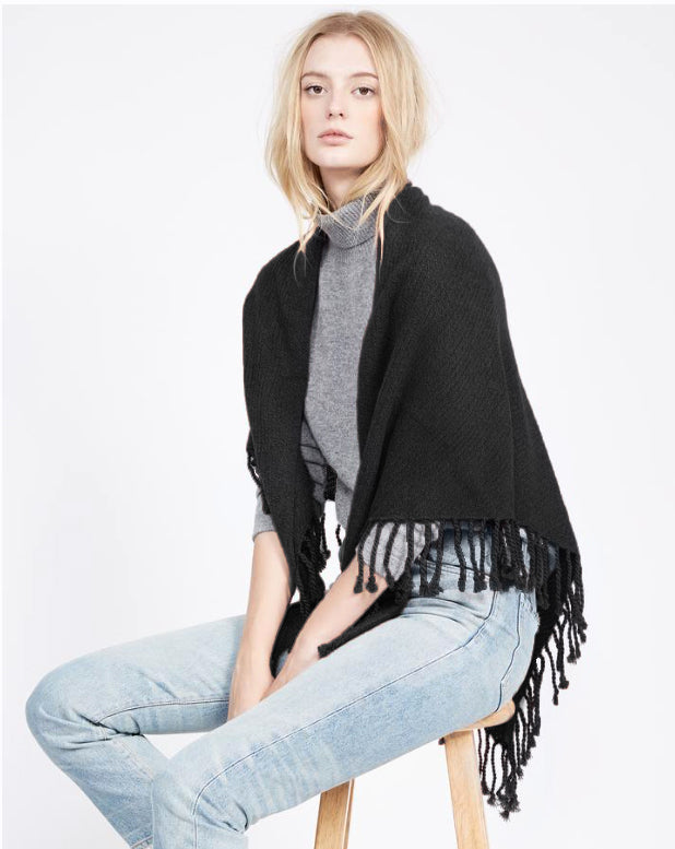 【MIXIK】100% Cashmere Fringe STOLE HERMES 100% Cashmere Fringe Stole/Scarf Shawl Orange Men's/Women's
