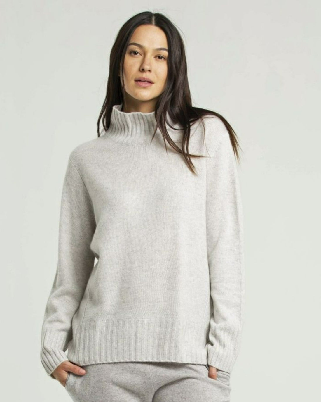 Cashmere High Low Mock Neck